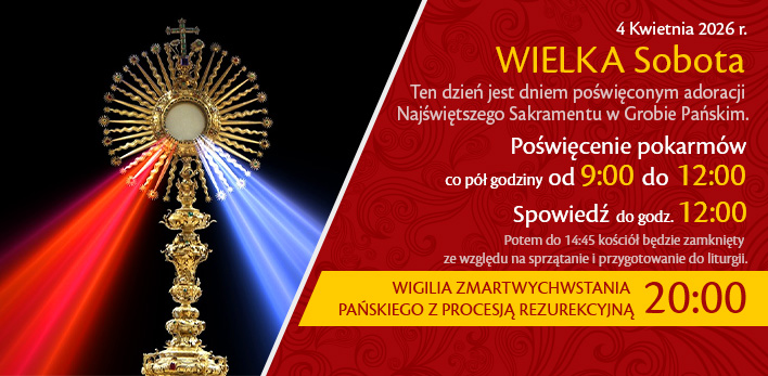 Wielka Sobota - harmonogram liturgii